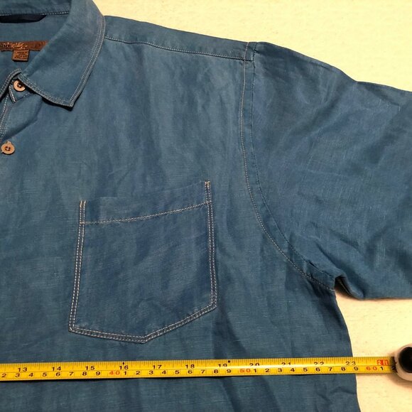 BLUE BY PRONTO UOMO Men's 'SILK/LINEN SHIRT SKY BLUE LARGE - Picture 7 of 9